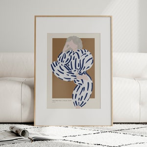 Abstract People Art Wall Decor Woman Mid Century Art Teen Girl Room Decor Brown Print Modern Abstract Art Living Room Wall Art
