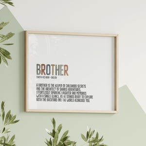 Brother Definition Wall Art Whimsical Watercolor Piece Brotherly Love Definition Print Meaningful Wall Art Brother Gift Idea