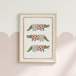 Crocodile Poster Whimsical Alligator Print for Kids Room Nursery Animal Art for Playroom Decor Colorful Alligator Print Kids Room Decor