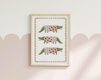Crocodile Poster Whimsical Alligator Print for Kids Room Nursery Animal Art for Playroom Decor Colorful Alligator Print Kids Room Decor