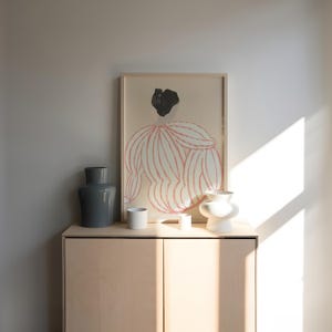 Abstract Woman Art Wall Decor Mid Century Modern Minimalist Living Room Poster