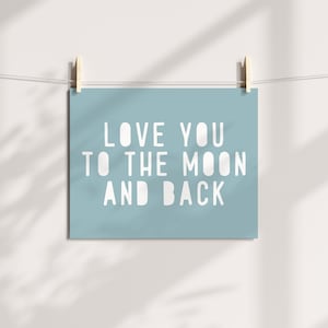 Te amo hasta la luna y la espalda cita espacio guardería impresión educativa en casa cartel educativo decoración de la sala de juegos