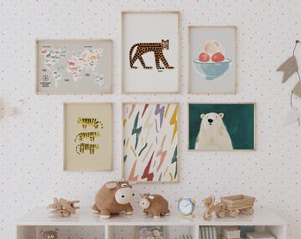 Adorable Kids Room Gallery Wall Set Nursery Art Prints Colorful Children&#39;s Room Prints Decor Digital Download