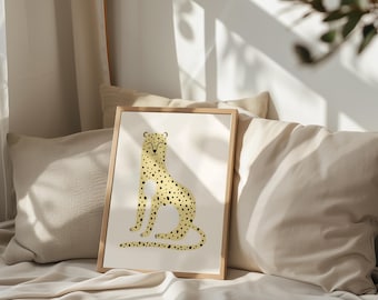 チーターの愛らしい子供部屋の壁アート、保育園のアートプリント、カラフルな子供部屋のプリント、気まぐれな子供部屋