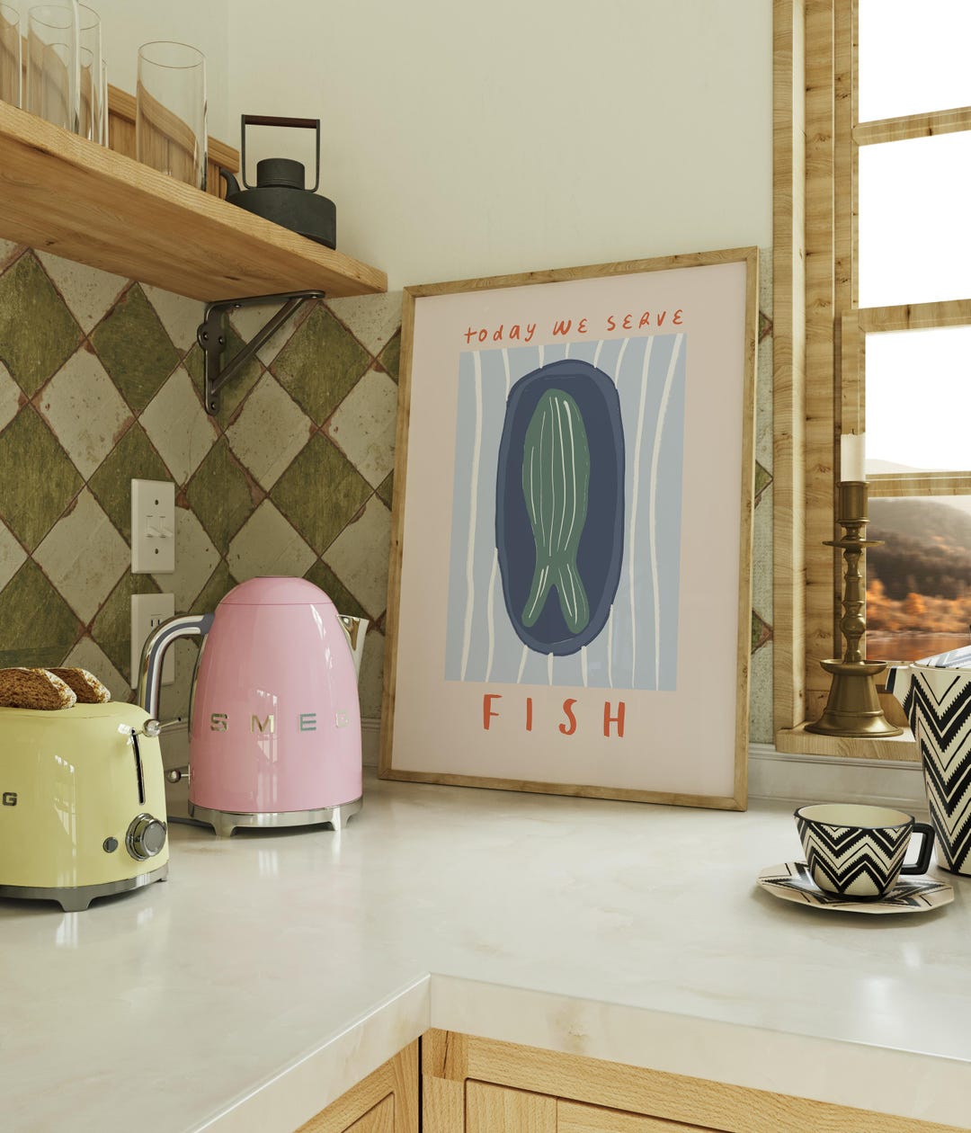Trendy Kitchen Wall Art Fish Wall Decoration Artwork Trendy Print for a