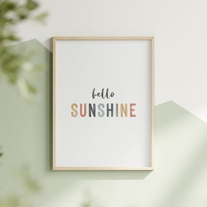 Hola Sunshine Print Kids Room Wall Decor Boho Playroom Decor Kids Quote Print Minimalist Art Montessori Poster