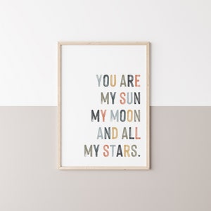 You Are My Sun My Moon and All My Stars Nursery Room Wall Art Playroom ...