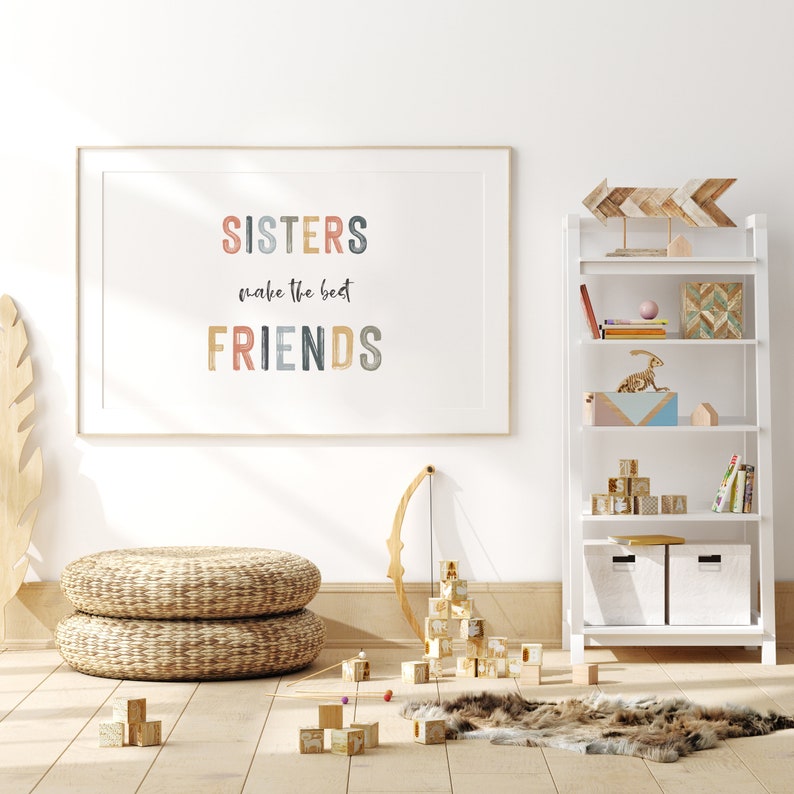 Sisters Make the Best Friends Wall Art Boho Girls Bedroom Quote Minimalist Decor Etsy UK