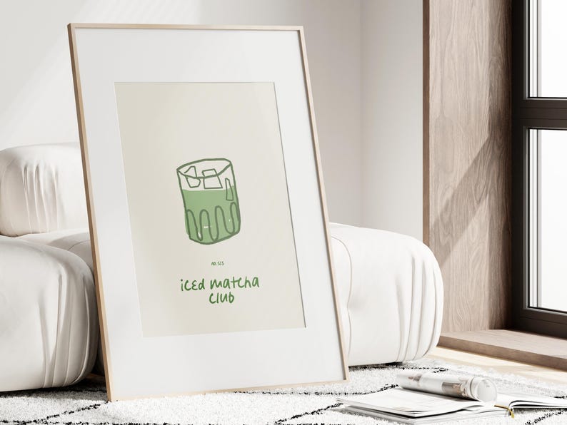 Matcha Lover's Delight Kitchen Wall Art Print Refreshing Iced Matcha