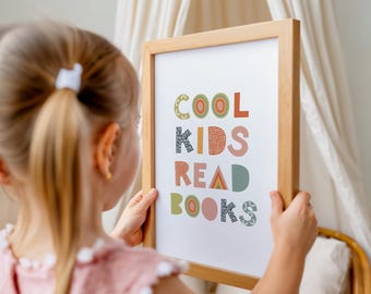 Cool Kids Read Books Sign Book Lover Gift Reading Corner Kids Wall Decor