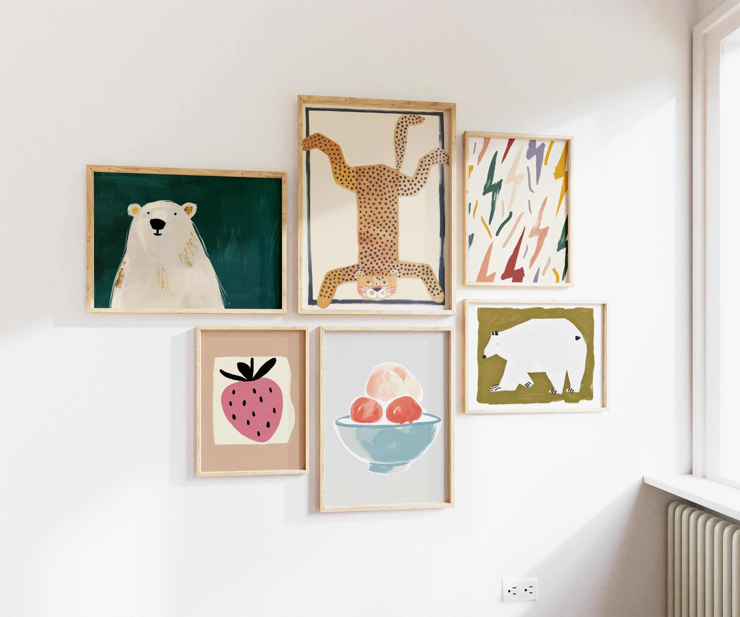 Adorable Kids Room Wall Gallery Set of 6 Nursery Art Prints Colorful Children's Room Gallery Wall Decor Digital Download