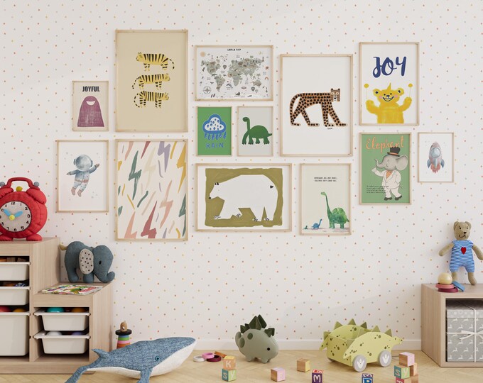 Adorable Kids Room Wall Gallery Set Nursery Art Prints Colorful — free download