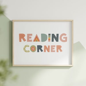 Reading Corner Sign Rainbow Kids Room Decor Montessori Wall Art