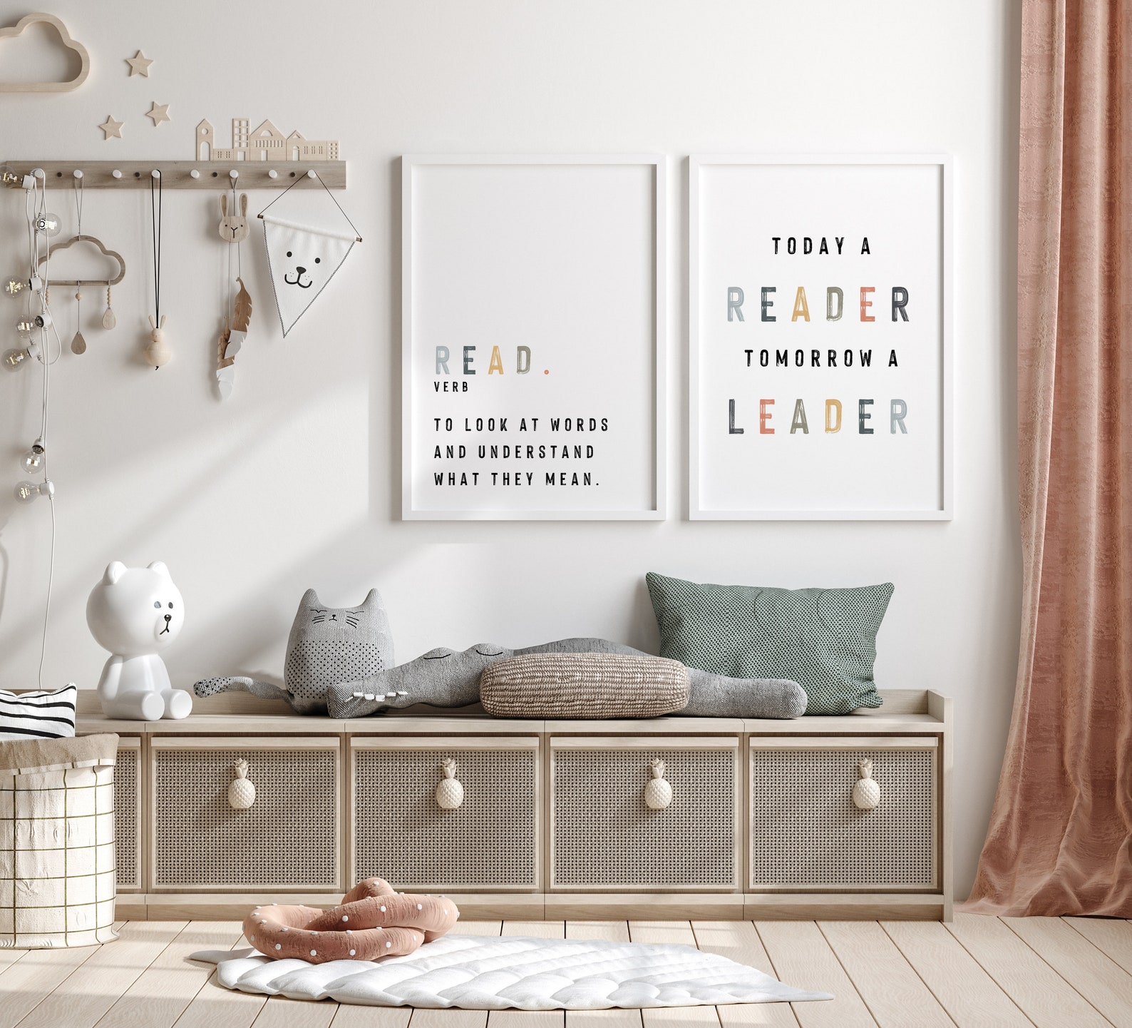 Reading Corner Wall Art for Kids Room Decor Set of 4 Montessori ...