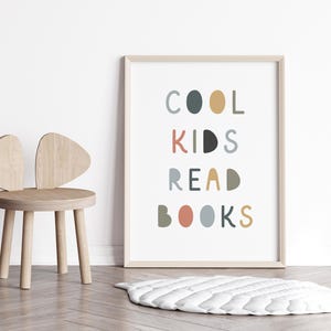 Cool kids read books read Quote Sign Book Lover Gift read corner Kids Wall Decor Playroom Reading book Classroom Printable School Decor