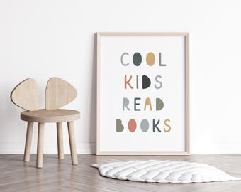 Cool kids read books read Quote Sign Book Lover Gift read corner Kids Wall Decor Playroom Reading book Classroom Printable School Decor