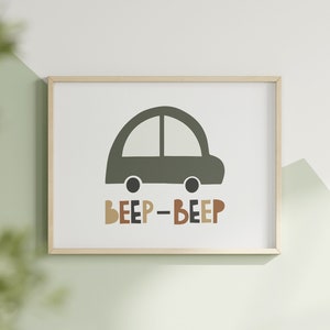 Beep Beep Cars Nursery Wall Art Transportation Boys Room Decor Vehicle Poster Kids Room Prints Digital