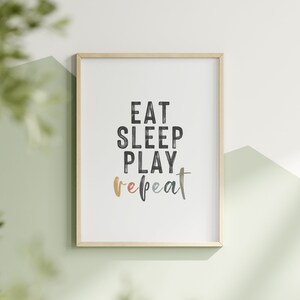 COMER DORMIR Jugar Repetir Impresión Niños Habitación Decoración de pared Boho Sala de juegos Decoración Niños Cita Impresión Arte Minimalista Montessori Cartel Neutral Bebé Regalo