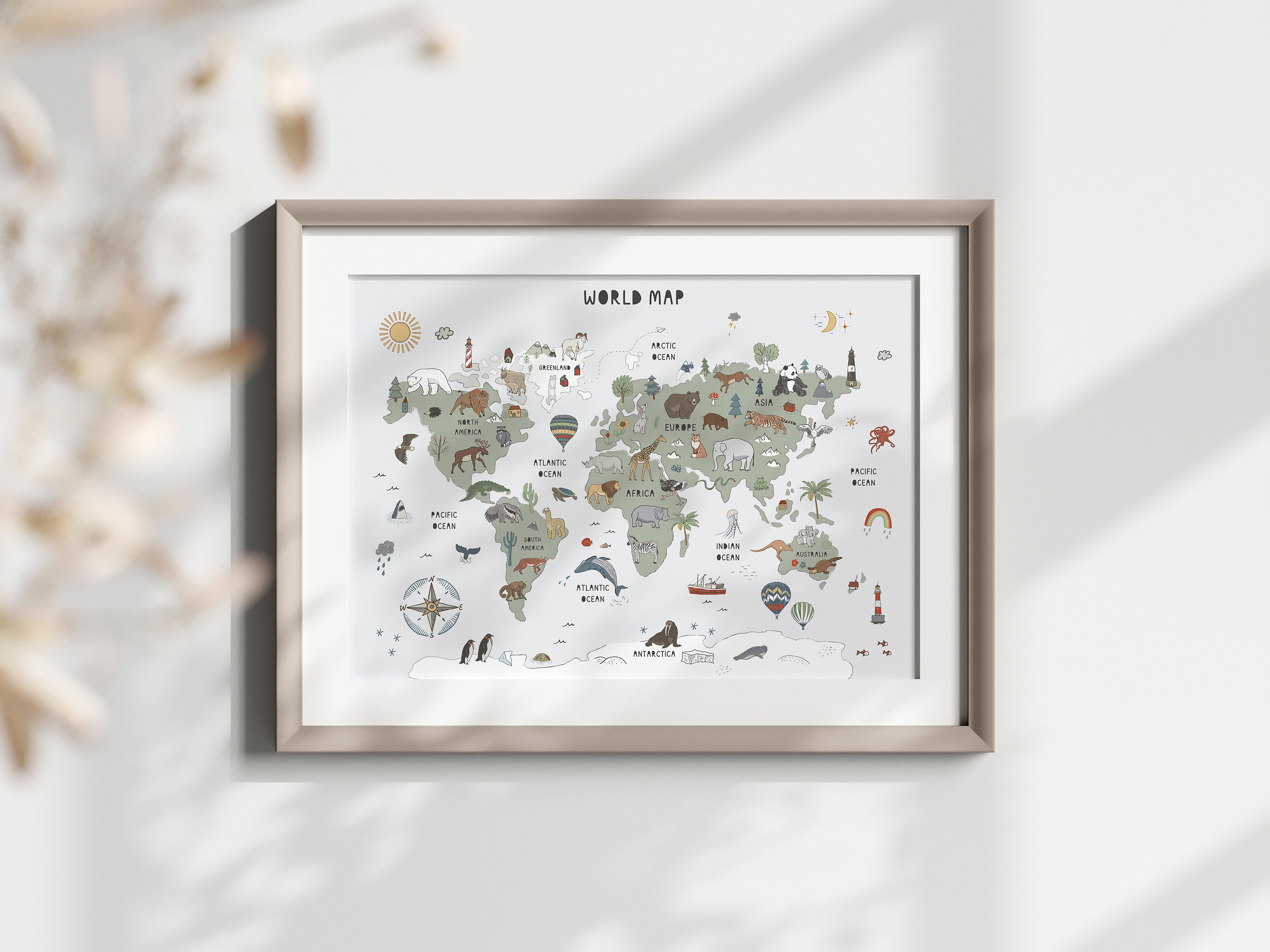 Animal World Map Educational Wall Poster for Kids Digital Download - Etsy