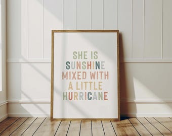 Hon är solsken och orkan typografi poster motiverande dekor inspirerande väggkonst