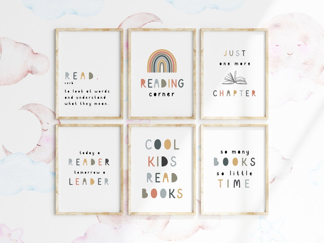 Reading Corner Gallery Wall Art Kids Montessori Cool Kids Read Books ...