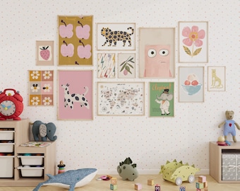 Adorable Kids Room Wall Gallery Set Nursery Art Prints Colorful Children&#39;s Room Gallery Wall Decor Eclectic Girl Room Decor