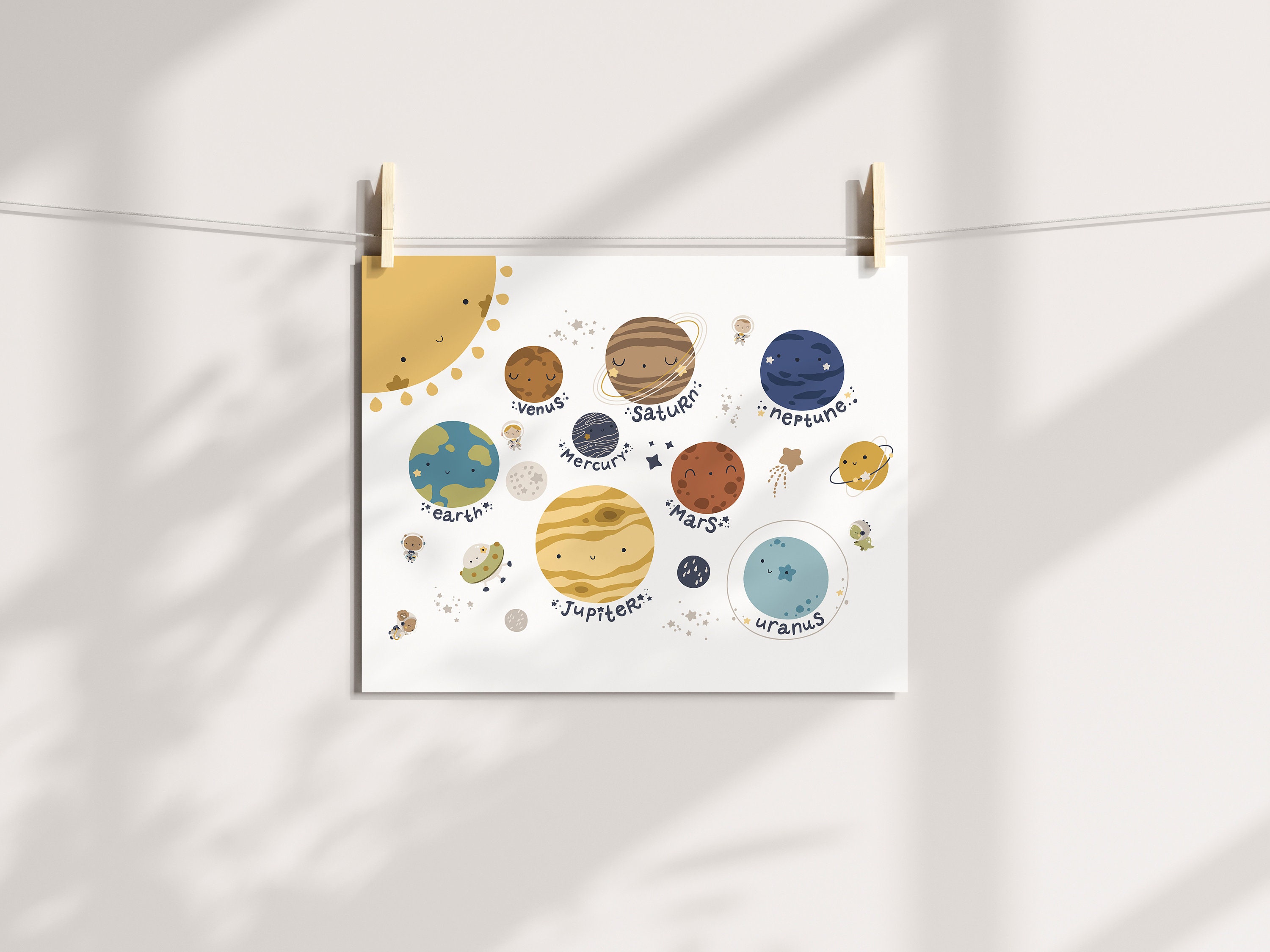 Solar System Print Learning Planets Space Nursery Print Educational Homeschool Poster Educational Playroom Decor