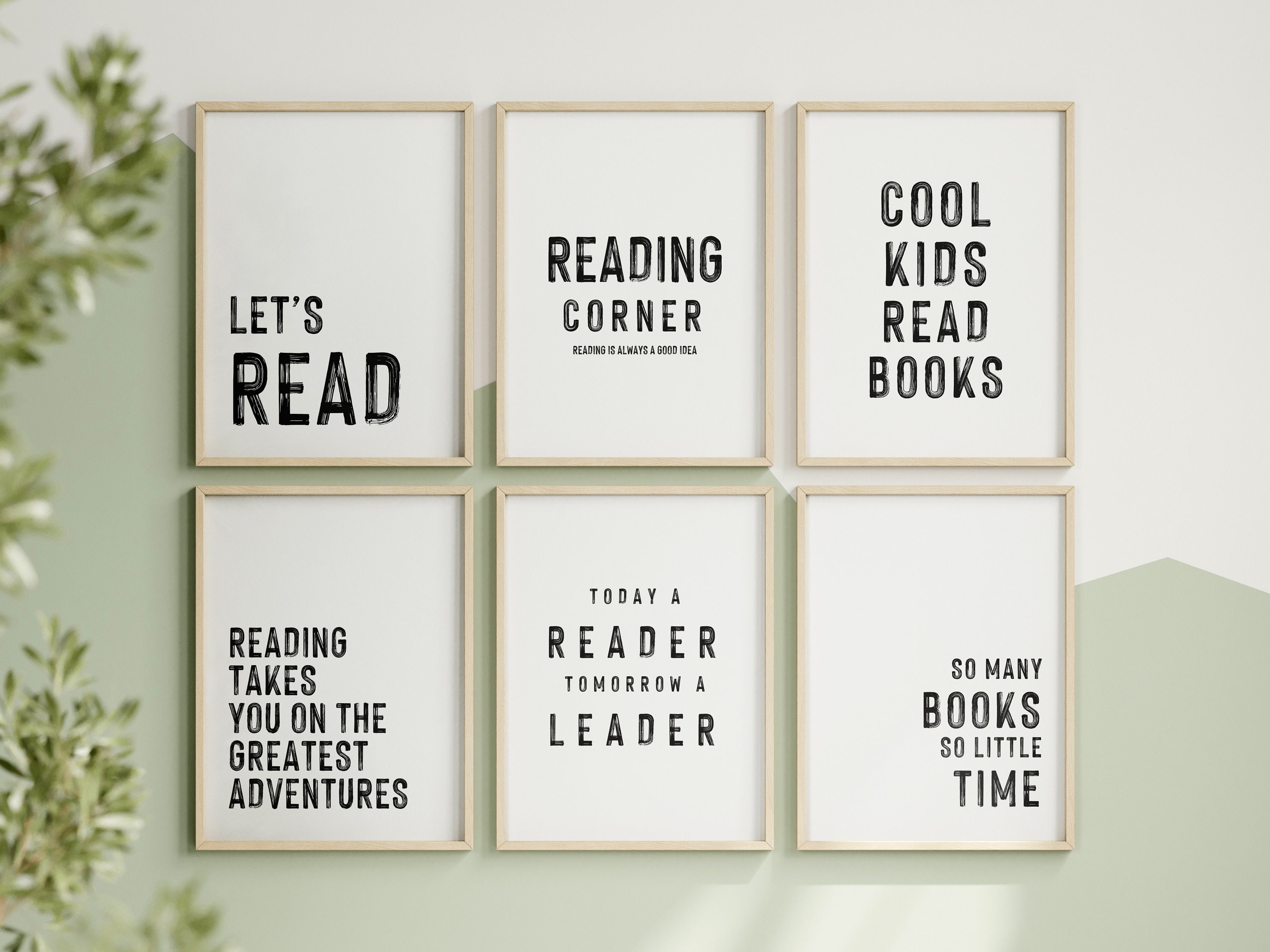 Reading Corner Set of 6 Wall Art for Kids Room Decor Montessori ...