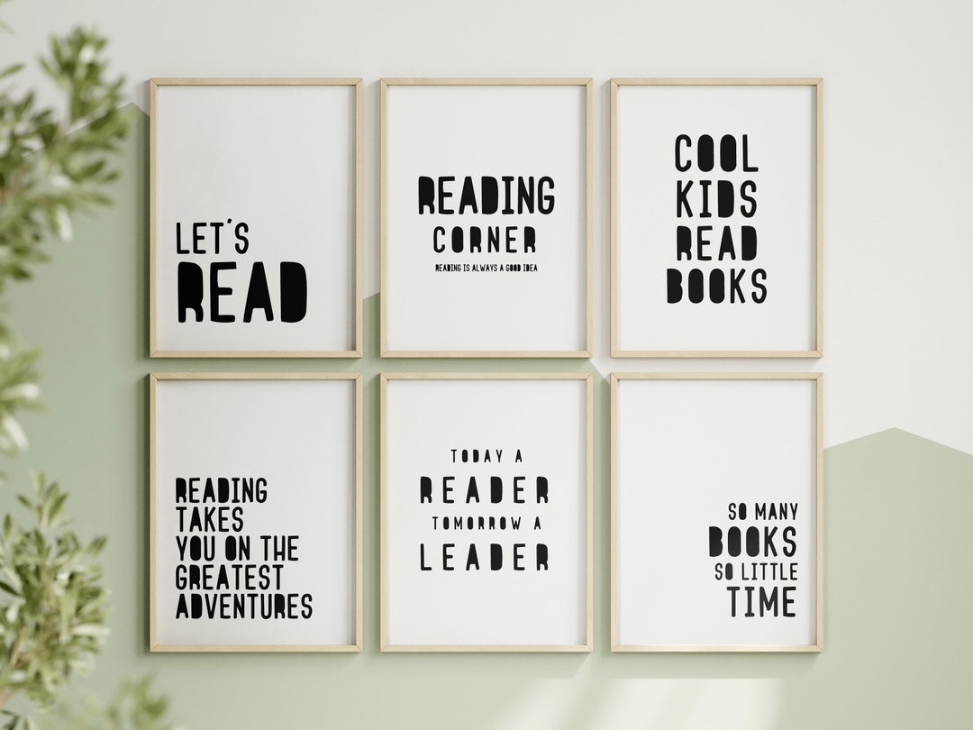 Reading Corner Set of 6 Wall Art for Kids Room Decor Montessori ...