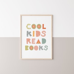 Cool Kids Read Books Sign Book Lover Gift Reading Corner Kids Wall Decor Playroom Reading Book Classroom Printable School Decor