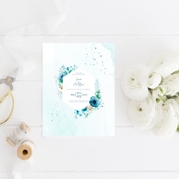 Digital Personalized wedding card watercolor