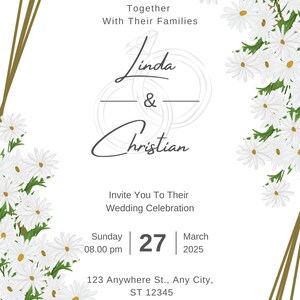 Digital Personalized wedding card flower style