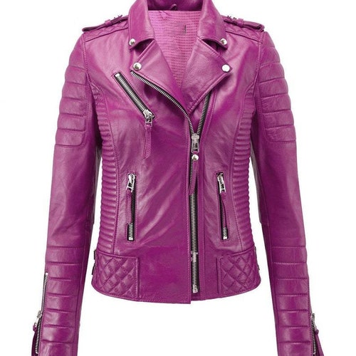 Women's handcrafted premium lamb leather moto biker jacket, shops personalized leather outerwear,genuine & premium aniline leather,gift for her