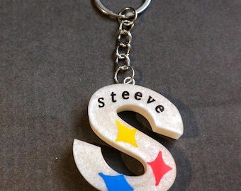 Football Team Letter Keychain With Name ( Free stickers )
