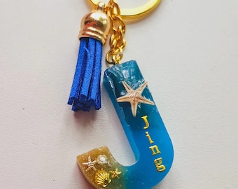 Beach Personalized With Name Keychain With Starfish Design Handmade