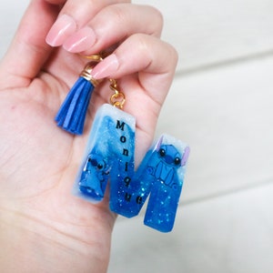 Personalized Stitch LETTER Keychain with Name 100% HANDMADE (free Stickers included)