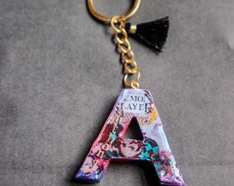 Demon Slayer Personalized Letter Keychain W/ Name ( Good for souvenirs) HANDMADE