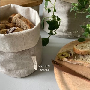 Natural Linen Bread Basket Bistro Table Size - Small - Breakfast in Bed - Sustainable Baskets