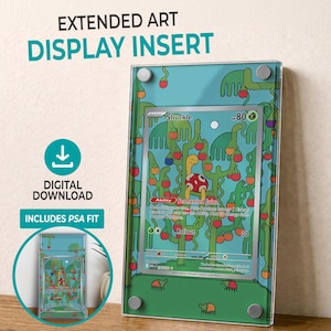 May include: A clear acrylic display insert for a trading card, featuring a colorful cartoon design with the text "Extended Art Display Insert." The insert includes a digital download and PSA fit. The card features a turtle character.