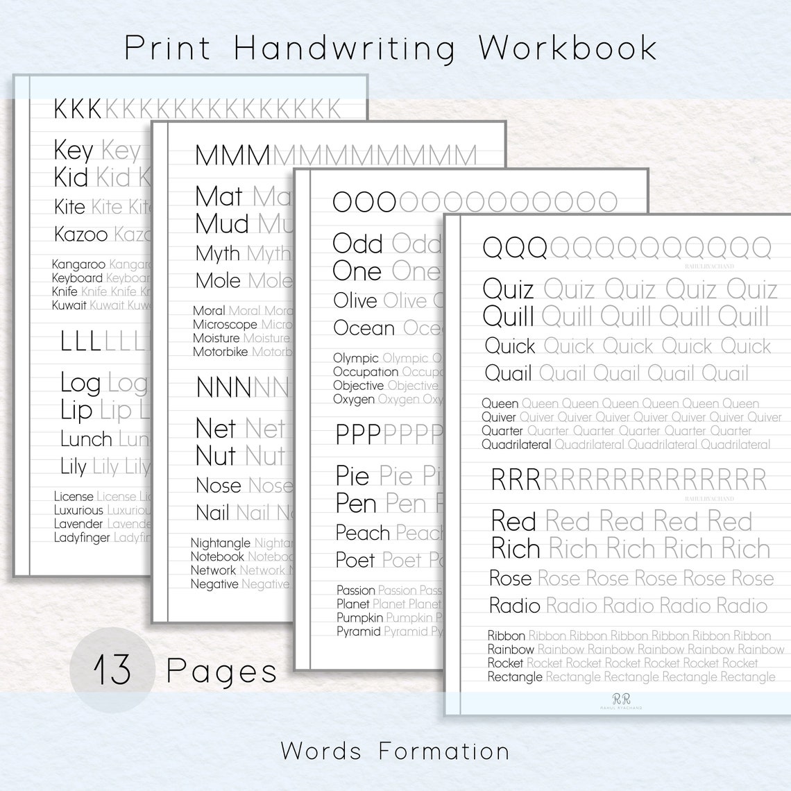 Printable, Handwriting Practice Sheets, Print Handwriting Workbook