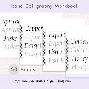 Italic Calligraphy Practice Guide PDF, Beginner Hand Lettering Workbook, Modern Italic Alphabet Worksheets, Digital Download
