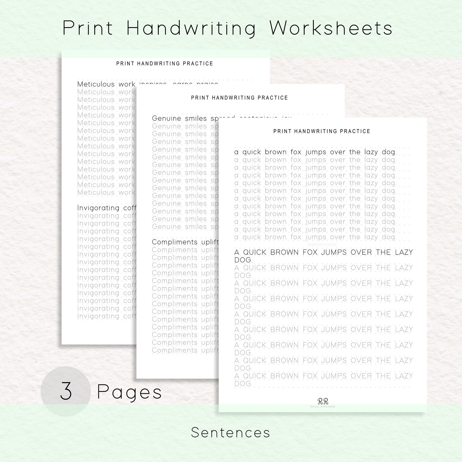 Creative Handwriting Bundle, Print Alphabet Practice Sheets ...