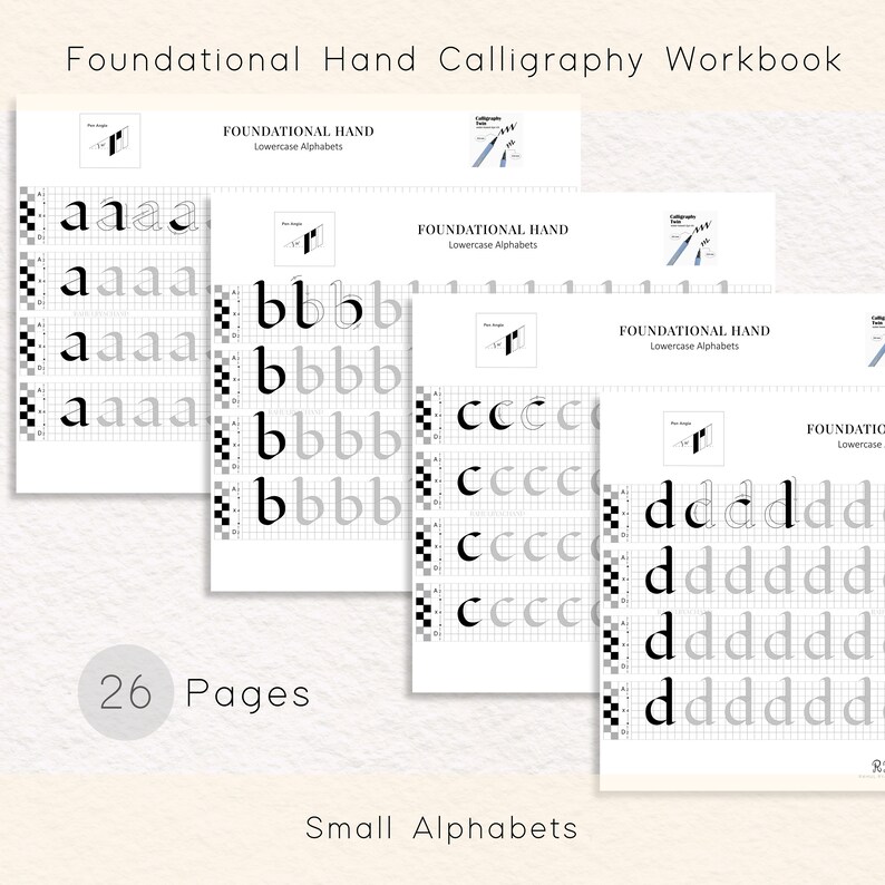 Calligraphy Practice, Worksheet, 80 Pages A4 Learn Calligraphy Skills, Foundational Hand Script, Workbook, Basic Strokes to Alphabets, Words