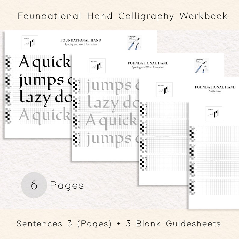 Calligraphy Practice, Worksheet, 80 Pages A4 Learn Calligraphy Skills, Foundational Hand Script, Workbook, Basic Strokes to Alphabets, Words