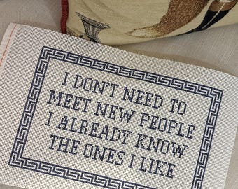 I Don't Need To Meet New People I Already Know The Ones I Like Hand-painted Needlepoint Canvas