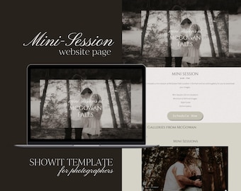 Showit Mini Session Fotografie Seitenvorlage, Showit Website Vorlage, Fotograf Website, Showit Website Design, Fotografie Website