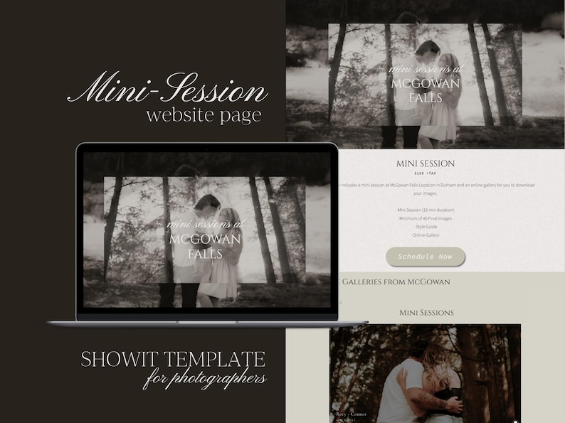 Showit Mini Session Photography Page Template, Showit Website Template ...