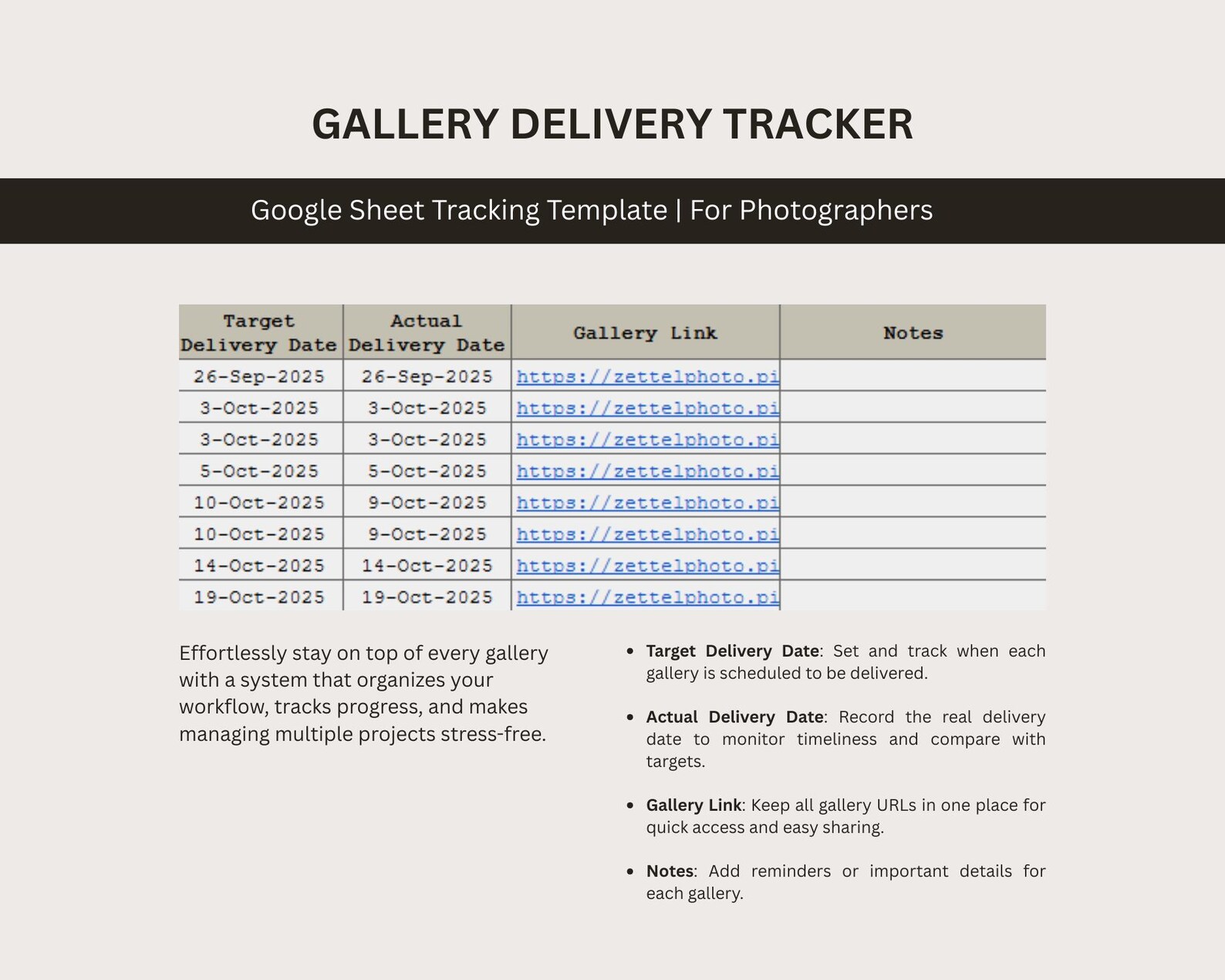 Example Retail Delivery Tracker Gallery Delivery Tracker Google Sheets Template for Photographers ...