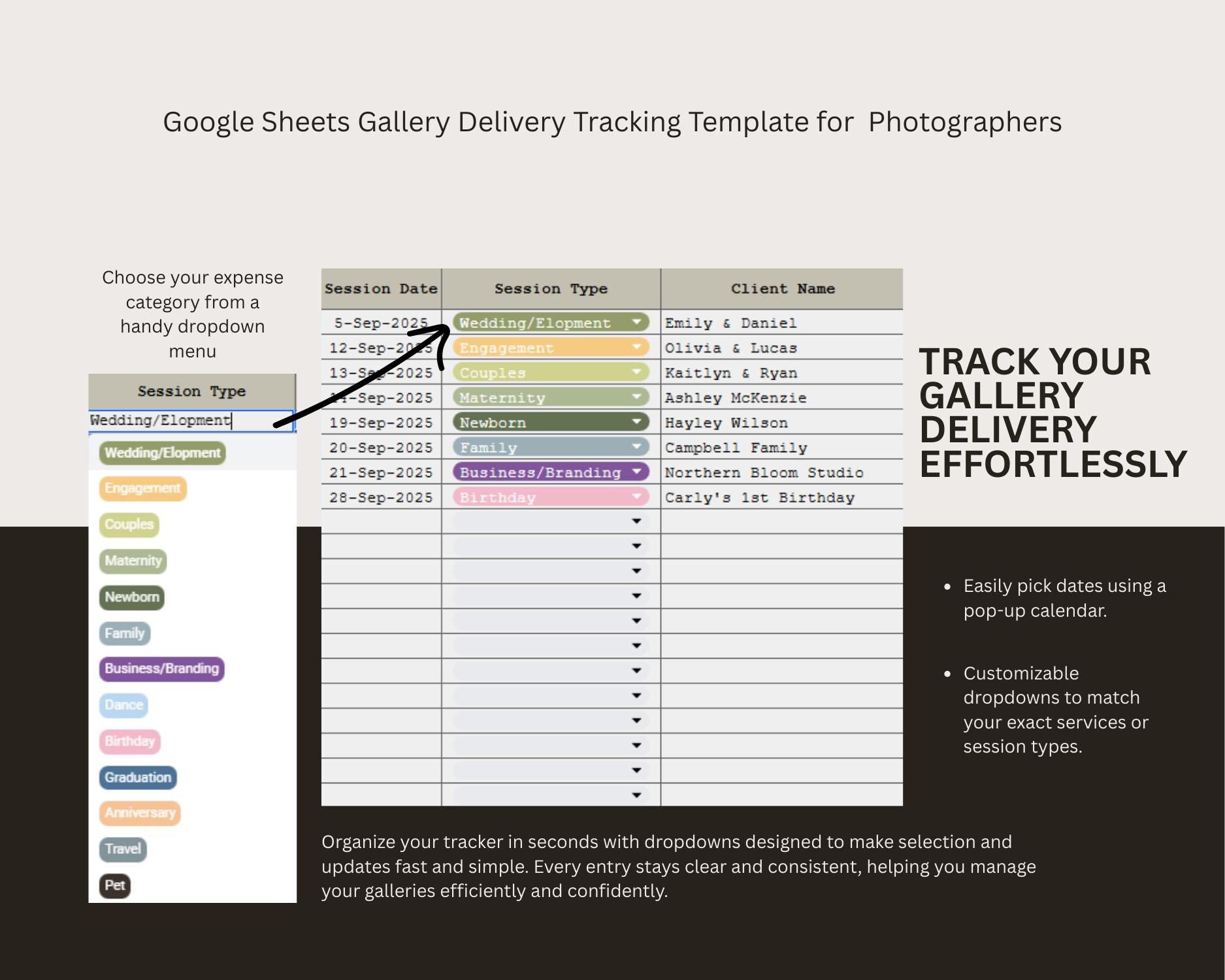 Example Retail Delivery Tracker Gallery Delivery Tracker Google Sheets Template for Photographers ...