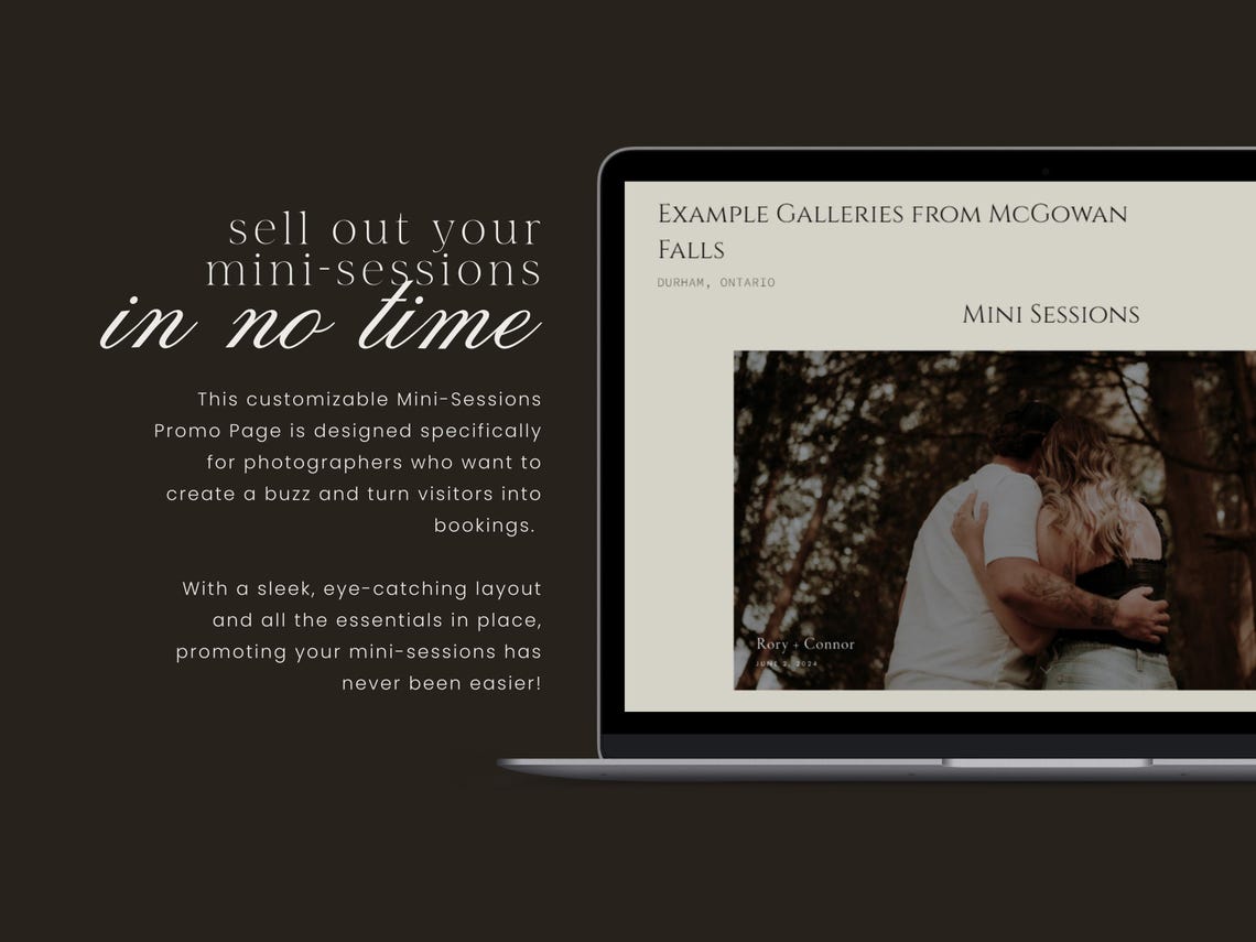 Showit Mini Session Photography Page Template, Showit Website Template ...